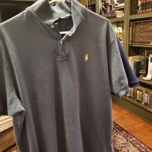 Polo by Ralph Lauren Men's Navy Polo Shirt with Yellow Logo
